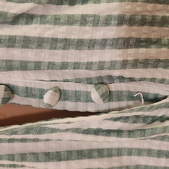 SPRING BOHO Lovers +FRIENDS Striped Green and White Romper, - Picture 14 of 14